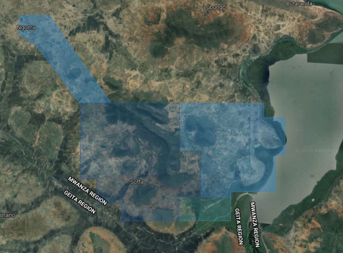 Orthophoto of a mining survey area